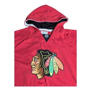 Vintage CCM NHL Chicago Blackhawks Hoodie Sweatshirt Red Black XL A27